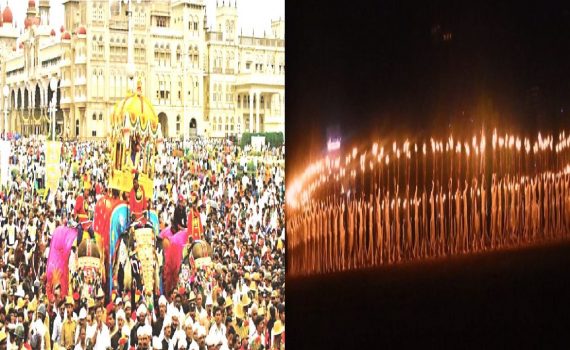 Mysore Dasara Jamboo Savari Live Torchlight Parade